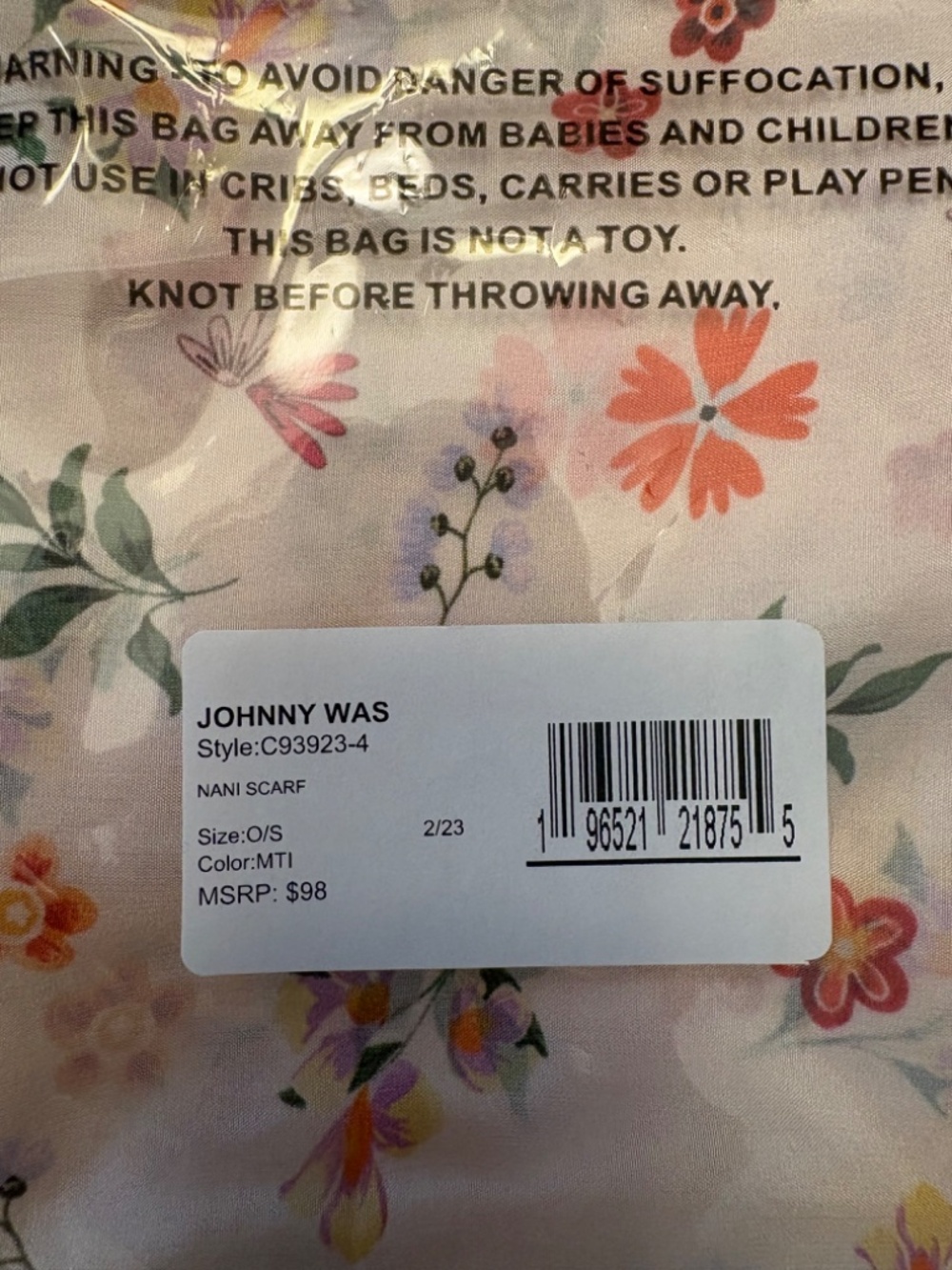 Johnny Was Nani Silk Scarf - Beautiful Bohemian Floral Print - Picture 12 of 13